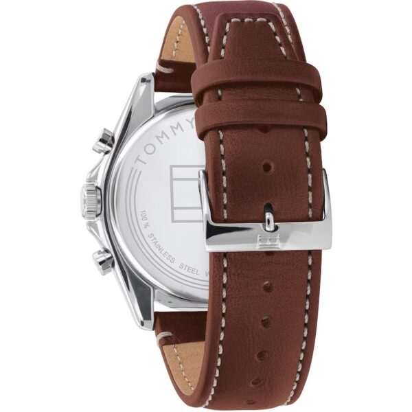 Tommy Hilfiger Men's Blue Dial Brown Leather Strap Watch - Image 3