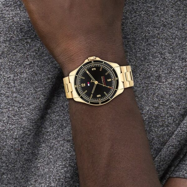 Tommy Hilfiger Men's Black Dial Yellow Gold Tone Watch - Image 4