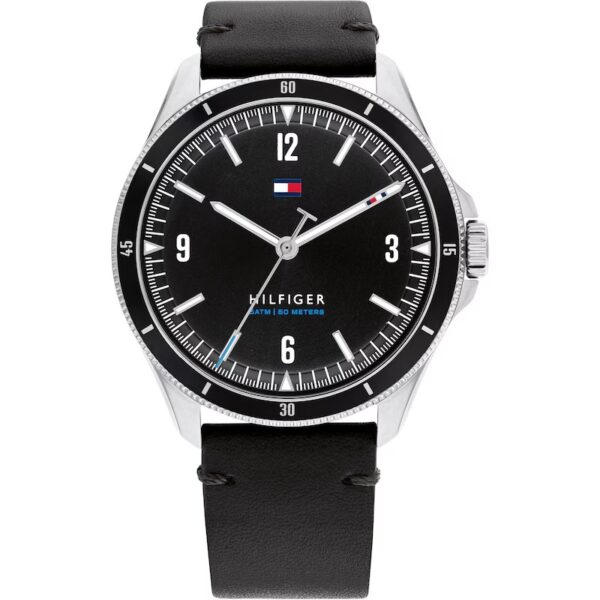 Tommy Hilfiger Men's Black Leather Strap Watch