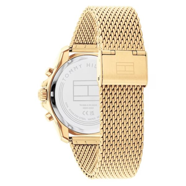 Tommy Hilfiger Men's Green Chronograph Dial Gold Tone Mesh Bracelet Watch - Image 3