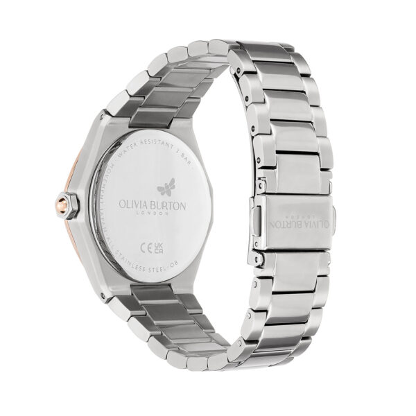 Olivia Burton Sports Luxe 33mm Hexa White, Carnation Gold & Silver Bracelet Watch - Image 5