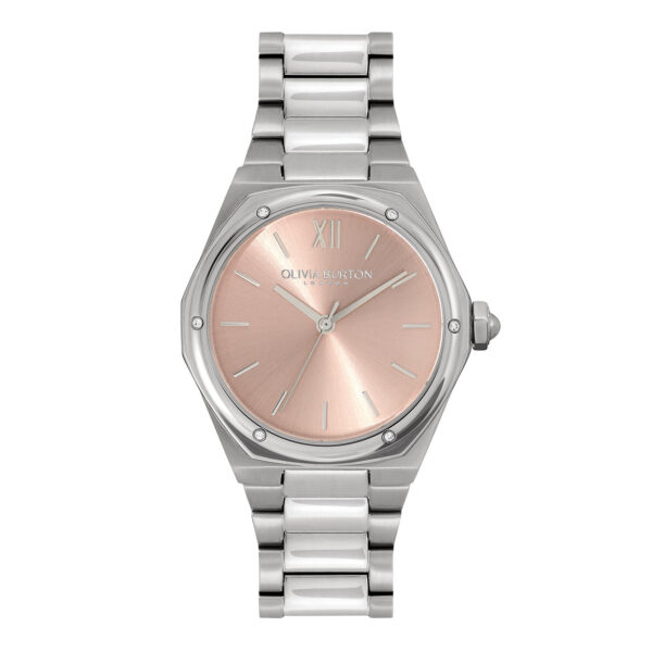 Olivia Burton Sports Luxe 33mm Hexa Blush & Silver Bracelet Watch