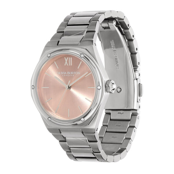 Olivia Burton Sports Luxe 33mm Hexa Blush & Silver Bracelet Watch - Image 2