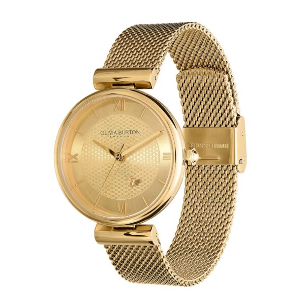 Olivia Burton Signature 36mm Minima Bee T-Bar Gold Mesh Watch - Image 2