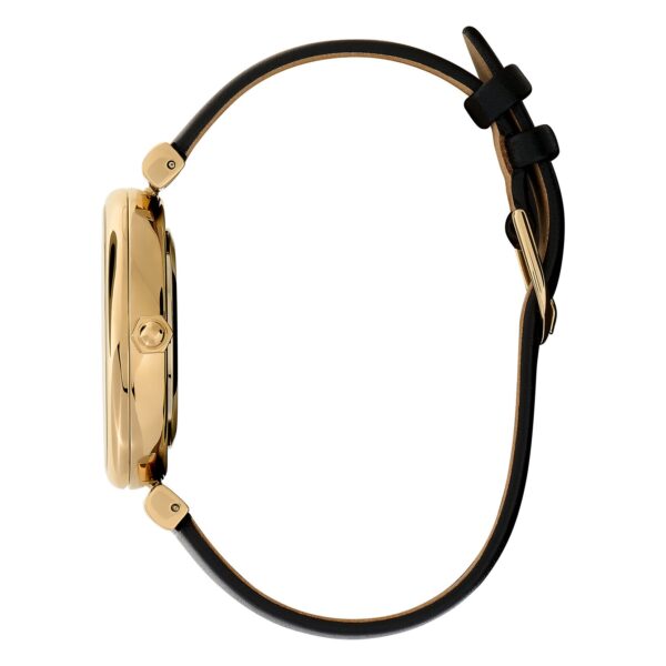 Olivia Burton Signature 36mm Minima Bee T-Bar Gold & Black Leather Strap Watch - Image 4