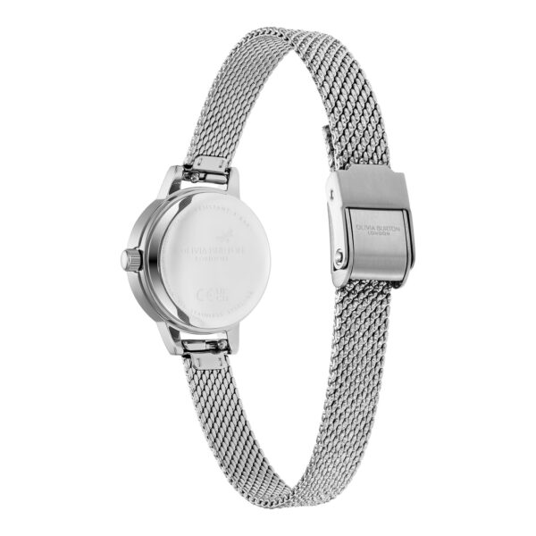 Olivia Burton Classic 23mm Mini White & Silver Mesh Watch - Image 4