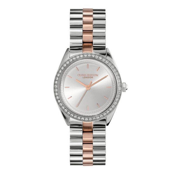 Olivia Burton Sports Luxe 34mm Bejewelled Silver & Two Tone Bracelet Watch