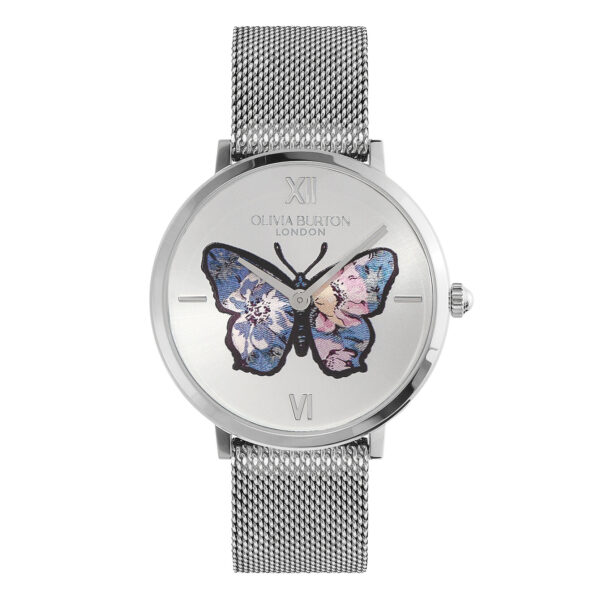 Olivia Burton Signature 35mm Butterfly Ultra Slim Silver Mesh Watch