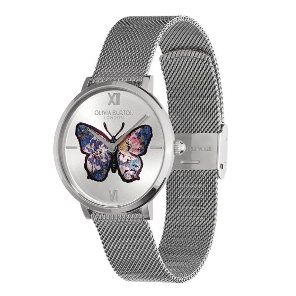 Olivia Burton Signature 35mm Butterfly Ultra Slim Silver Mesh Watch - Image 2