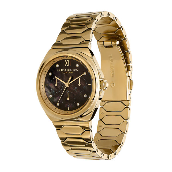 Olivia Burton Sports Luxe 36mm Lustre Multi-Function Black & Gold Bracelet Watch - Image 2