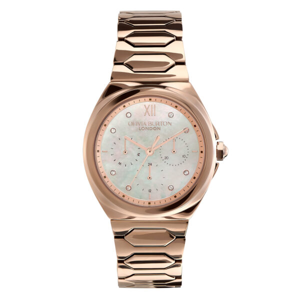 Olivia Burton Sports Luxe 36mm Lustre Multi-Function White & Rose Gold Bracelet Watch