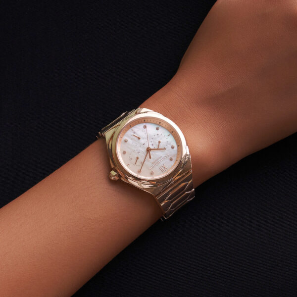 Olivia Burton Sports Luxe 36mm Lustre Multi-Function White & Rose Gold Bracelet Watch - Image 3