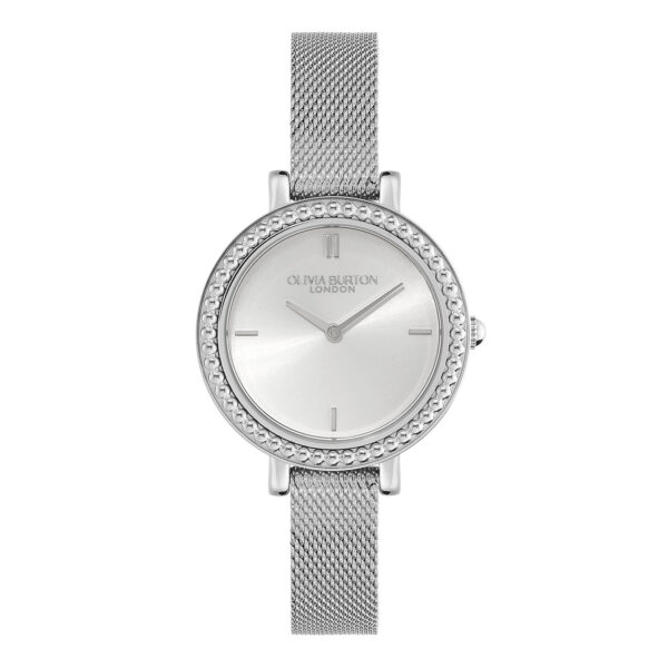 Olivia Burton Classic 30mm Vintage Bead Silver Mesh Watch