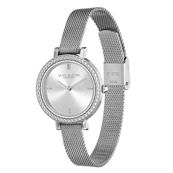 Olivia Burton Classic 30mm Vintage Bead Silver Mesh Watch - Image 2