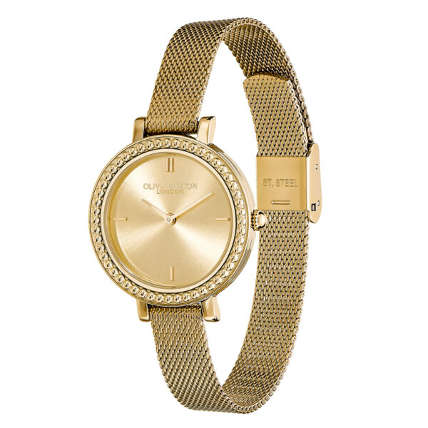 Olivia Burton Classic 30mm Vintage Bead Gold Mesh Watch - Image 2