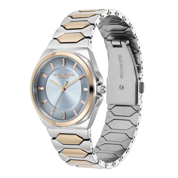 Olivia Burton Sports Luxe 34mm Lustre Chalk Blue & Two Tone Bracelet Watch - Image 2