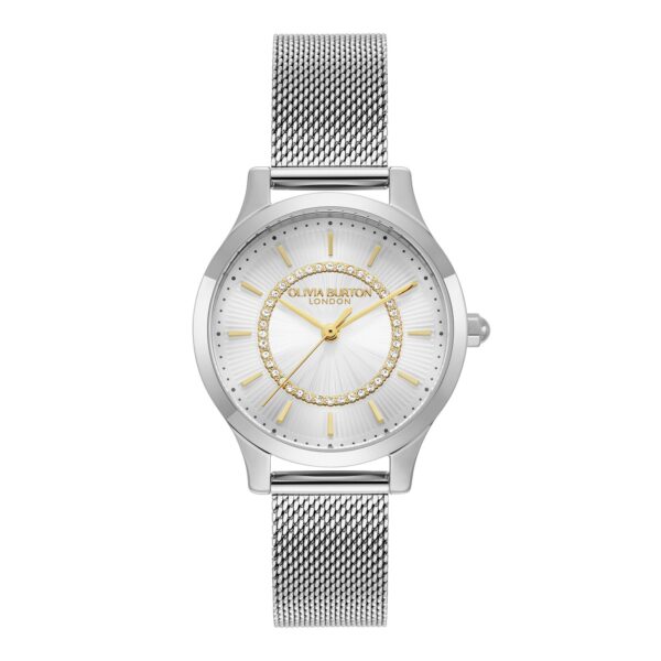 Olivia Burton Classic 30mm Wonderlust White & Silver Mesh Watch