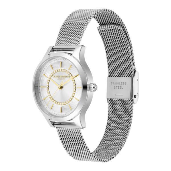 Olivia Burton Classic 30mm Wonderlust White & Silver Mesh Watch - Image 2