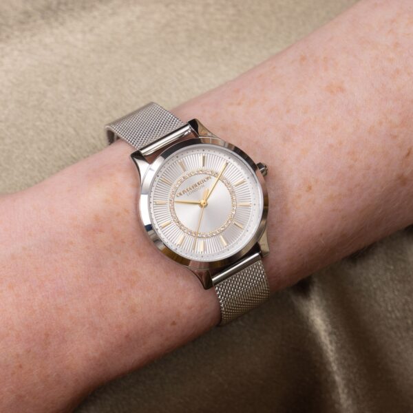 Olivia Burton Classic 30mm Wonderlust White & Silver Mesh Watch - Image 3