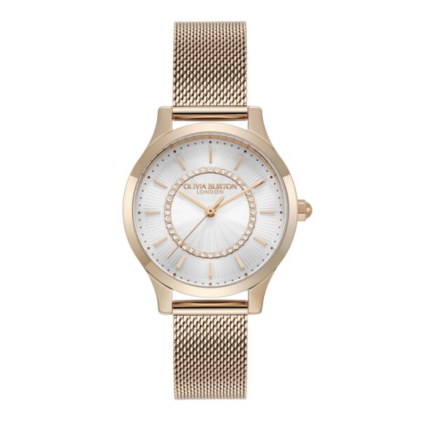 Olivia Burton Classic 30mm Wonderlust White & Rose Gold Mesh Watch