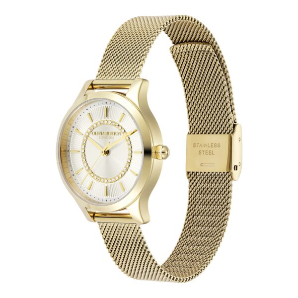 Olivia Burton Classic 30mm Wonderlust Ivory & Gold Mesh Watch - Image 2