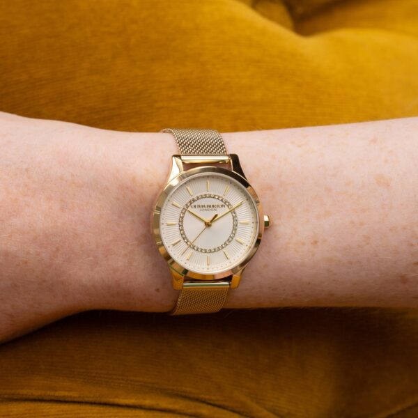 Olivia Burton Classic 30mm Wonderlust Ivory & Gold Mesh Watch - Image 3