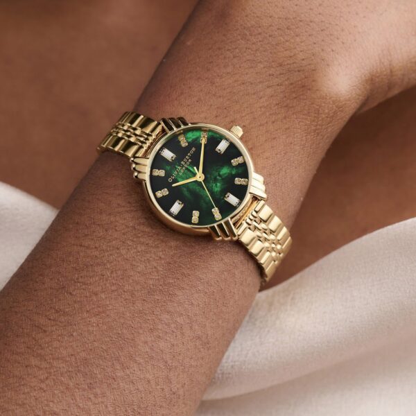 Olivia Burton Classic 30mm Emerald & Gold Bracelet Watch - Image 3