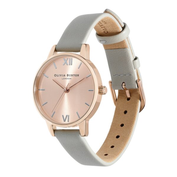 Olivia Burton The England 30mm Rose Gold & Gray Leather Strap Watch - Image 2