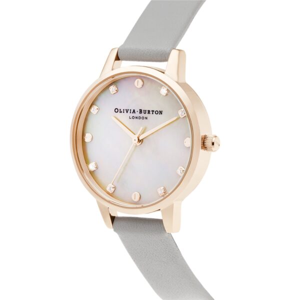 Olivia Burton Classics 30mm Rose Gold & Gray Leather Strap Watch - Image 2