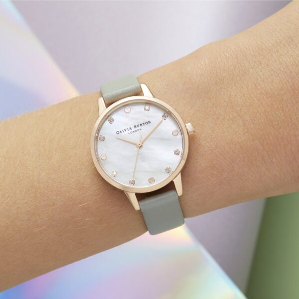 Olivia Burton Classics 30mm Rose Gold & Gray Leather Strap Watch - Image 3