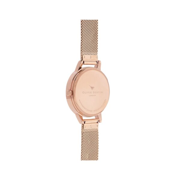 Olivia Burton Abstract Florals 30mm White & Rose Gold Mesh Watch - Image 4