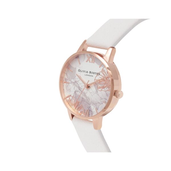 Olivia Burton Abstract Florals 30mm Rose Gold & Blush Leather Strap Watch - Image 2