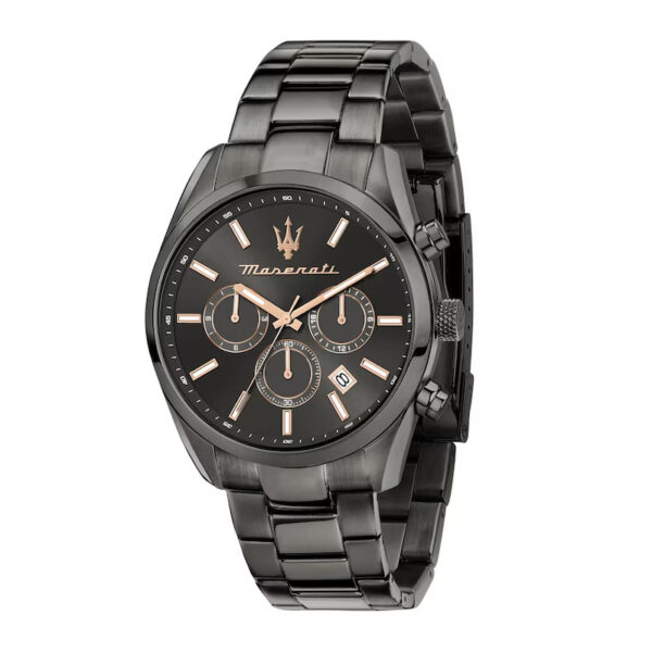 Maserati Attrazione Men's Rose Gold Accents Black Gunmetal Bracelet Watch