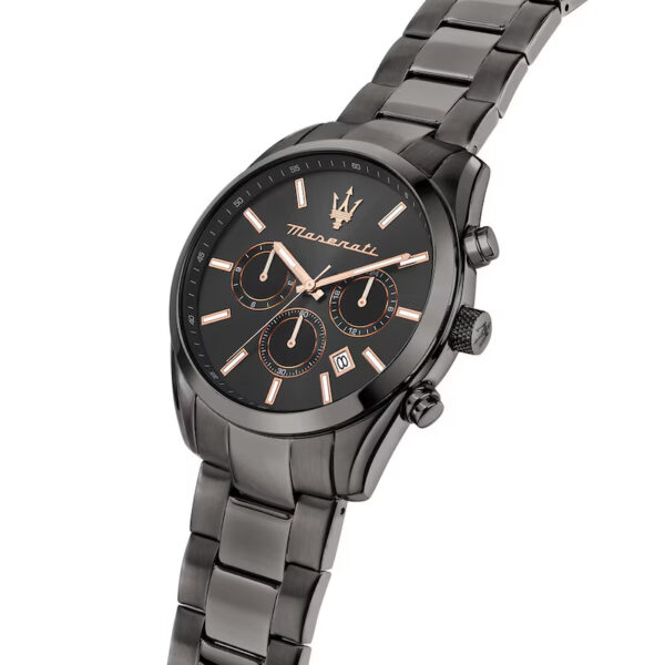 Maserati Attrazione Men's Rose Gold Accents Black Gunmetal Bracelet Watch - Image 4