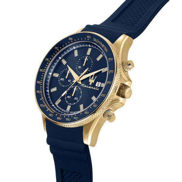 Maserati Sfida Chronograph Blue Silicon Strap Watch - Image 4