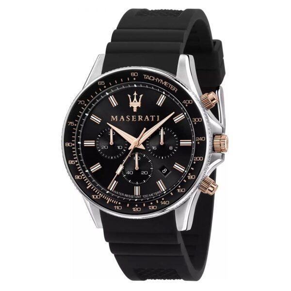 Maserati Sfida Chronograph Black Silicon Strap Watch