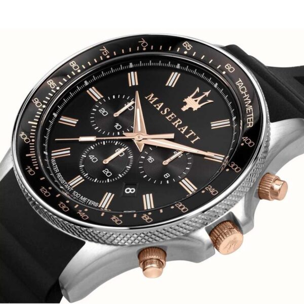 Maserati Sfida Chronograph Black Silicon Strap Watch - Image 4