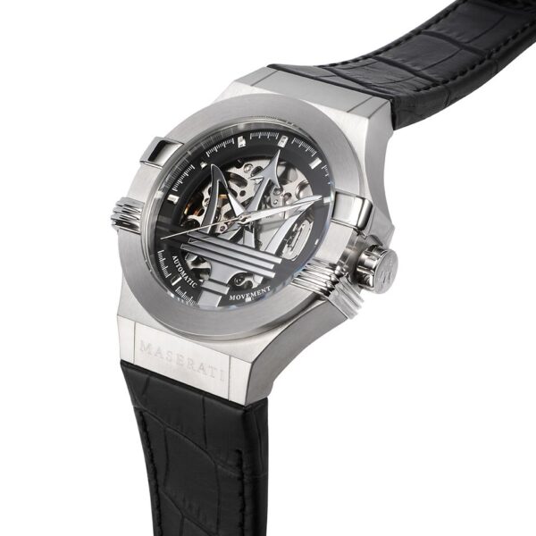 Maserati Potenza Automatic Black Leather Strap Watch - Image 5