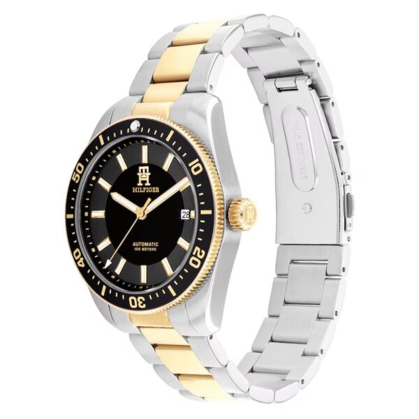 Tommy Hilfiger Men's Black Dial Stainless Steel Two Tone Bracelet Watch - Image 2