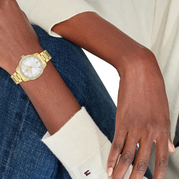 Tommy Hilfiger Ladies' Crystal Bezel Gold Tone Watch - Image 4