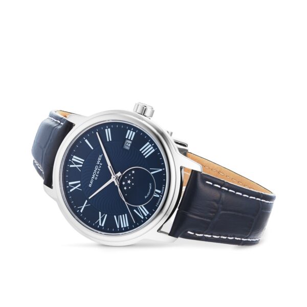 Raymond Weil Maestro Moon Phase Blue Leather Mens Watch 40mm 2239-STC-00509 - Image 5