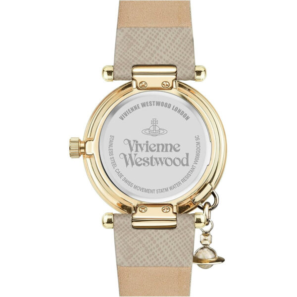 Vivienne Westwood Women's Orb Pop Quartz Analogue Display Watch with Gold Dial and Cream Leather Strap - Image 4