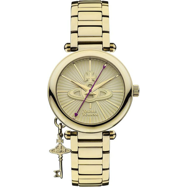 Vivienne Westwood Women's Kensington II Quartz Watch with Gold Dial Analogue Display and Gold Stainless Steel Bracelet