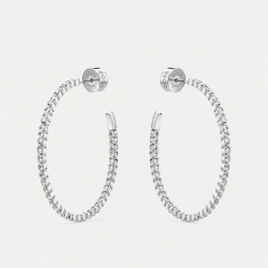 BOSS Silver-Tone Crystal-Embellished Hoop Earrings